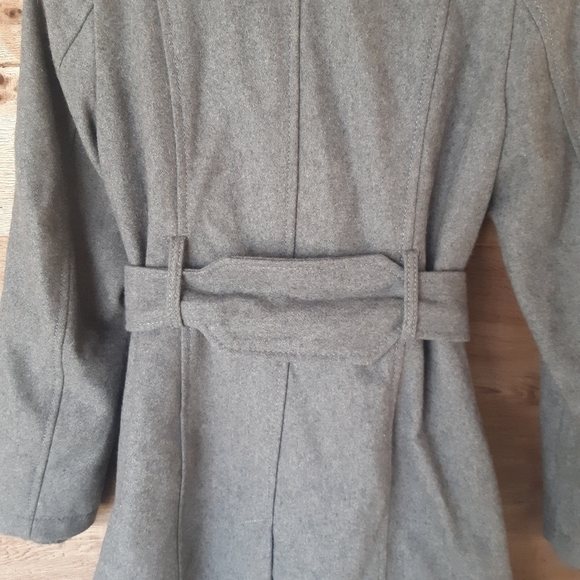 Express Rib Trimmed Wool Blend Coat Charcoal Gray - Picture 7 of 7